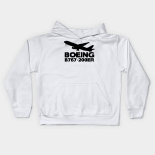 Boeing B767-200ER Silhouette Print (Black) Kids Hoodie